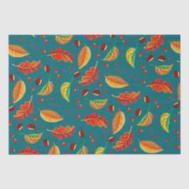 Papel De Seda Otoño Hojas Nueces Patrón de castañas elegante Caí