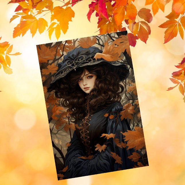 Papel De Seda Otoño Maple deja Chica Bonito en negro (Subido por el creador)