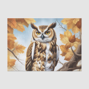 Papel De Seda Otoño Marrón y Lechuza Blanca