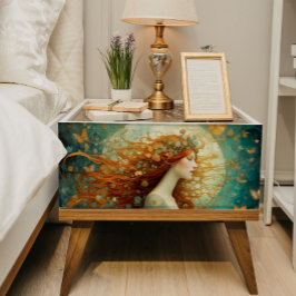 Papel De Seda Otoño Mujer Red-Haired con desenlace de mariposas