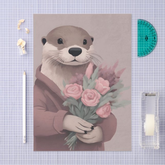 Papel De Seda Otter con desconexión de flores (Artesanía)