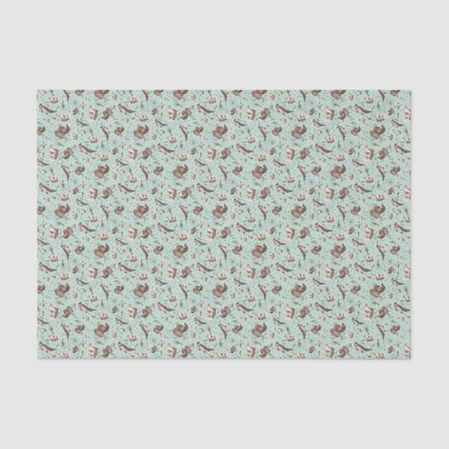 Papel De Seda Otters en azul (Anverso)