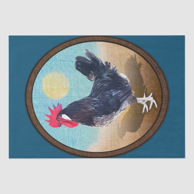 Papel De Seda Oval de Menorca Rooster (Anverso)