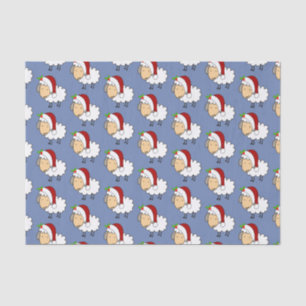 Papel De Seda Oveja de Navidad con sombrero de Santa