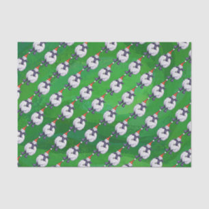 Papel De Seda Oveja en Sombrero de Santa sobre verde