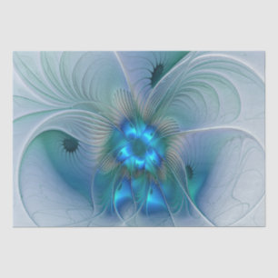 Papel De Seda Ovejas en pie, abstracto fractal turquesa azul