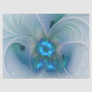 Papel De Seda Ovejas en pie, abstracto fractal turquesa azul