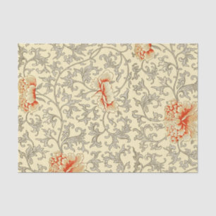 Papel De Seda Owen Jones Patrón Antiguo: Coral Floral Gris