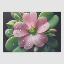 Papel De Seda Oxalis verde y rosa floral