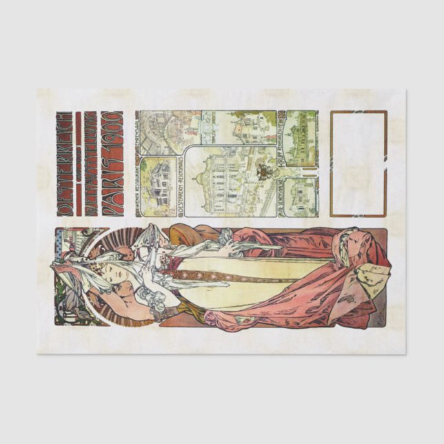 Papel De Seda Pabellón del austriaco de Alfons Mucha 1900 (Anverso)