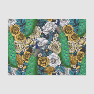 Papel De Seda Pacocas en el jardín rosa 3