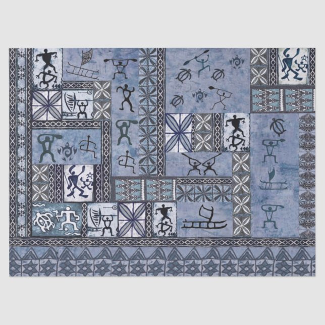 Papel De Seda Paddleman hawaiano Petroglyph Tapa Tissue Paper (Anverso)