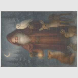 Papel De Seda Padre Navidad Bosque Decoupage de Madera