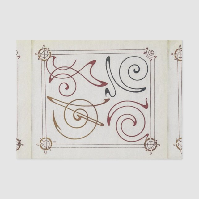 Papel De Seda Página de Combinaciones Ornementales de Mucha (Anverso)