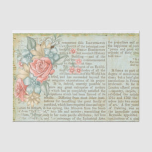 Papel De Seda Página Libro Floral Vintage