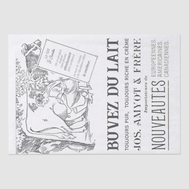 Papel De Seda Página publicitaria de vaca lechera francesa (Anverso)