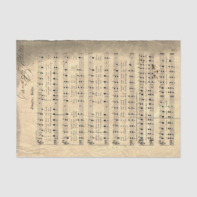 Papel De Seda Página Puntuación de Música Cruda de Jingle Bell d (Anverso)