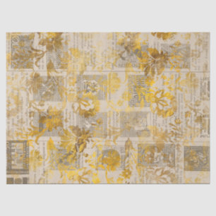 Papel De Seda Página web Gold Floral Scroll and Vintage Newsprin