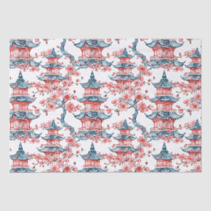 Papel De Seda Pagoda china acuarela con flores de cerezo (6)