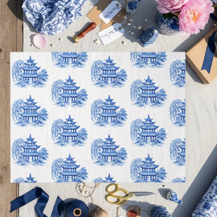 Papel De Seda Pagoda Chinoiserie Blue Willow