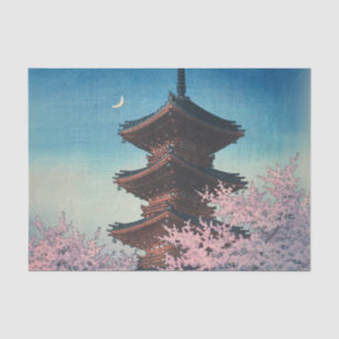 Papel De Seda Pagoda japonesa vintage de una tarde de primavera 