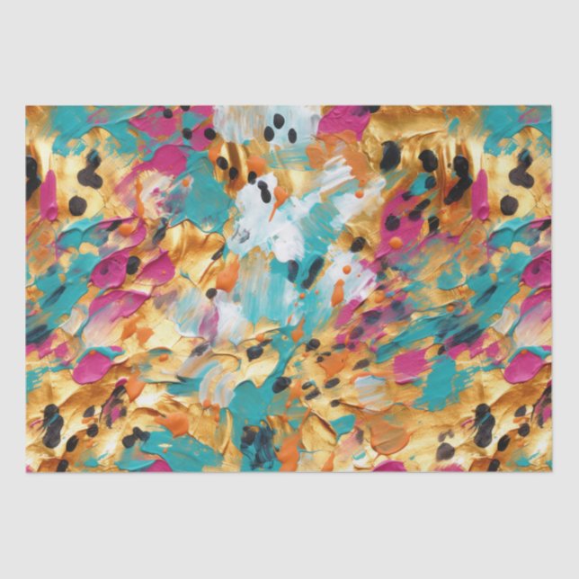 Papel De Seda Paint Aqua Gold Paint Leopard Paint (Anverso)