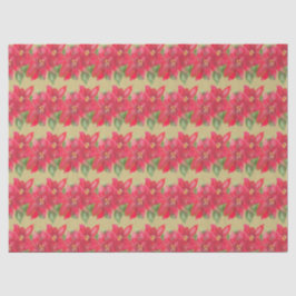 Papel De Seda Painted Red and Green Poinsettia Christmas Design
