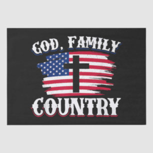 Papel De Seda País de la familia Dios Cruz de la Bandera America