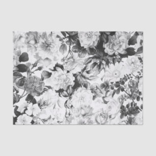 Papel De Seda País moderno blanco negro de la acuarela floral