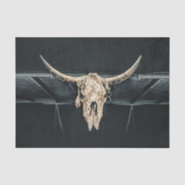Papel De Seda País occidental Beige Gray Rústico Bull Cow Skull