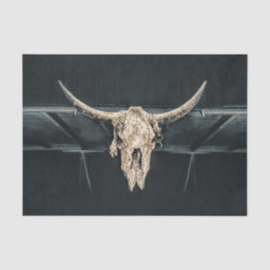 Papel De Seda País occidental Beige Gray Rústico Bull Cow Skull