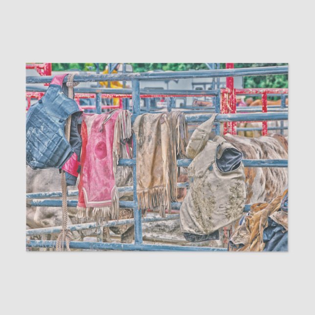 Papel De Seda País Rodeo Rústico Occidental, vaca toro (Anverso)