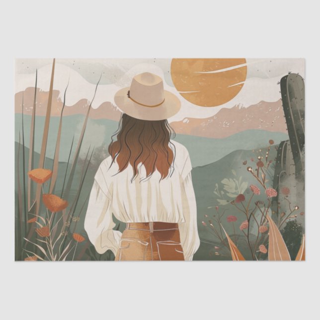 Papel De Seda Paisaje abstracto de Boho (20) (Anverso)