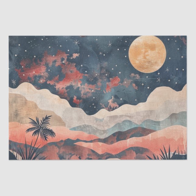 Papel De Seda Paisaje abstracto de Boho (24) (Anverso)