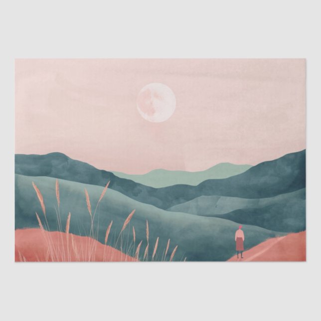 Papel De Seda Paisaje abstracto de Boho (7) (Anverso)