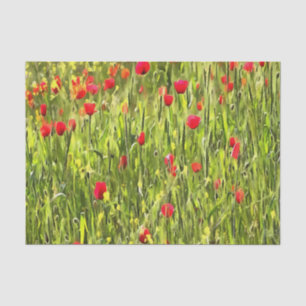Papel De Seda Paisaje artístico de adormidera