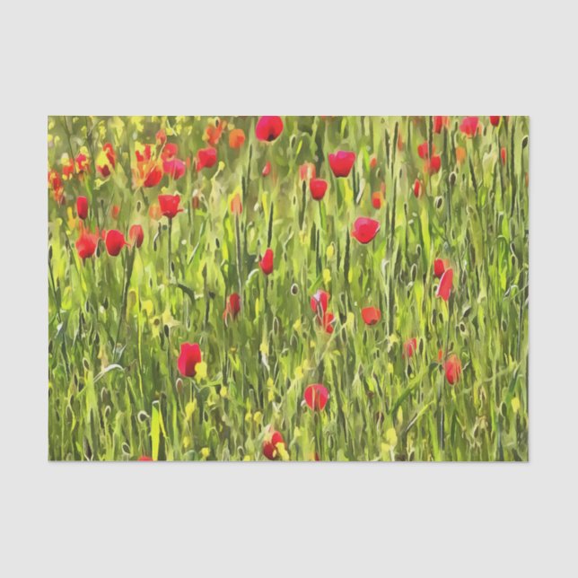 Papel De Seda Paisaje artístico de adormidera (Anverso)
