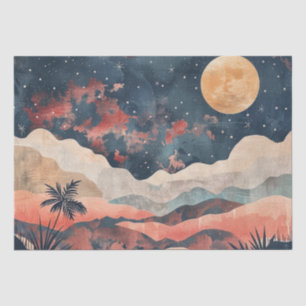 Papel De Seda Paisaje celeste del desierto boho de cobre índigo