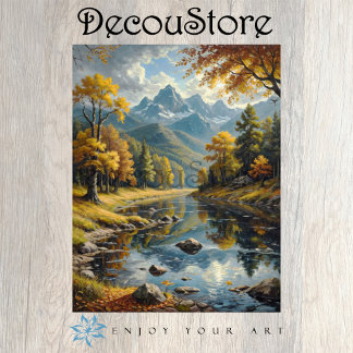 Papel De Seda Paisaje Clásico de Montaña Decoupage