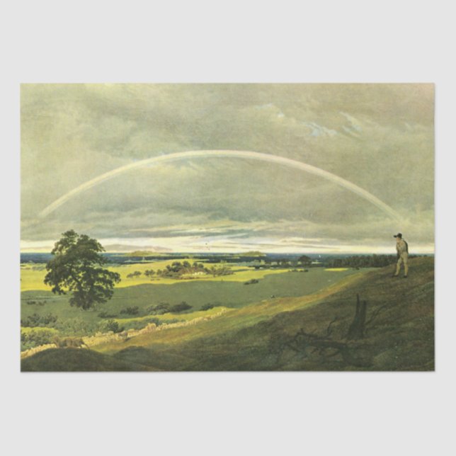 Papel De Seda Paisaje con arcoiris (por Caspar David Friedrich) (Anverso)