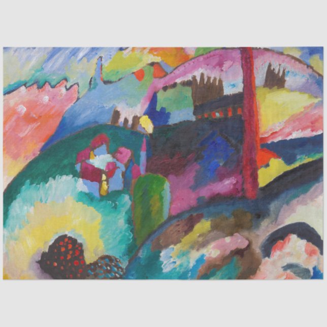 Papel De Seda Paisaje con chimenea de fábrica, Wassily Kandinsky (Anverso)