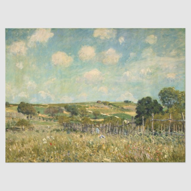 Papel De Seda Paisaje Country Meadow (por Alfred Sisley) (Anverso)