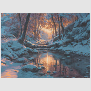 Papel De Seda Paisaje de bosque nevado decoupage