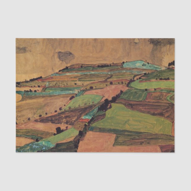 Papel De Seda Paisaje de campo por Egon Schiele (Anverso)
