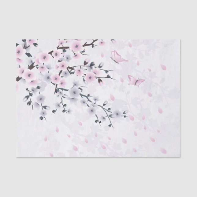 Papel De Seda Paisaje de flor de cerezo pastel (Anverso)