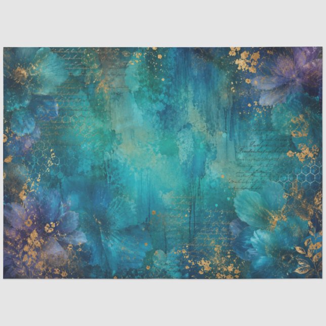 Papel De Seda paisaje de fondo azul verde abeja (Anverso)