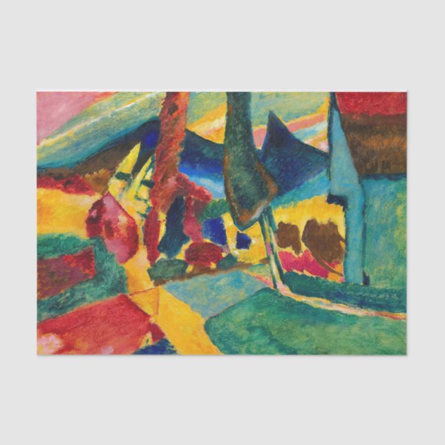 Papel De Seda Paisaje de Kandinsky con dos álamos (Anverso)