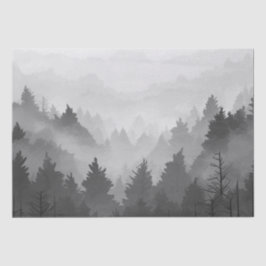 Papel De Seda Paisaje de la selva de las montañas negras y blanc