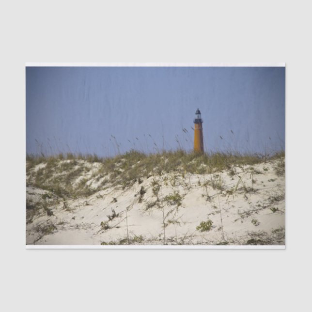Papel De Seda Paisaje de Lighthouse Ponce Inlet Blue Sky Beach (Anverso)