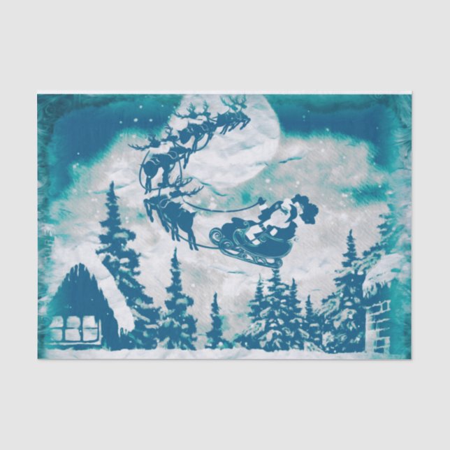 Papel De Seda Paisaje de los renos de Santa Claus (Anverso)